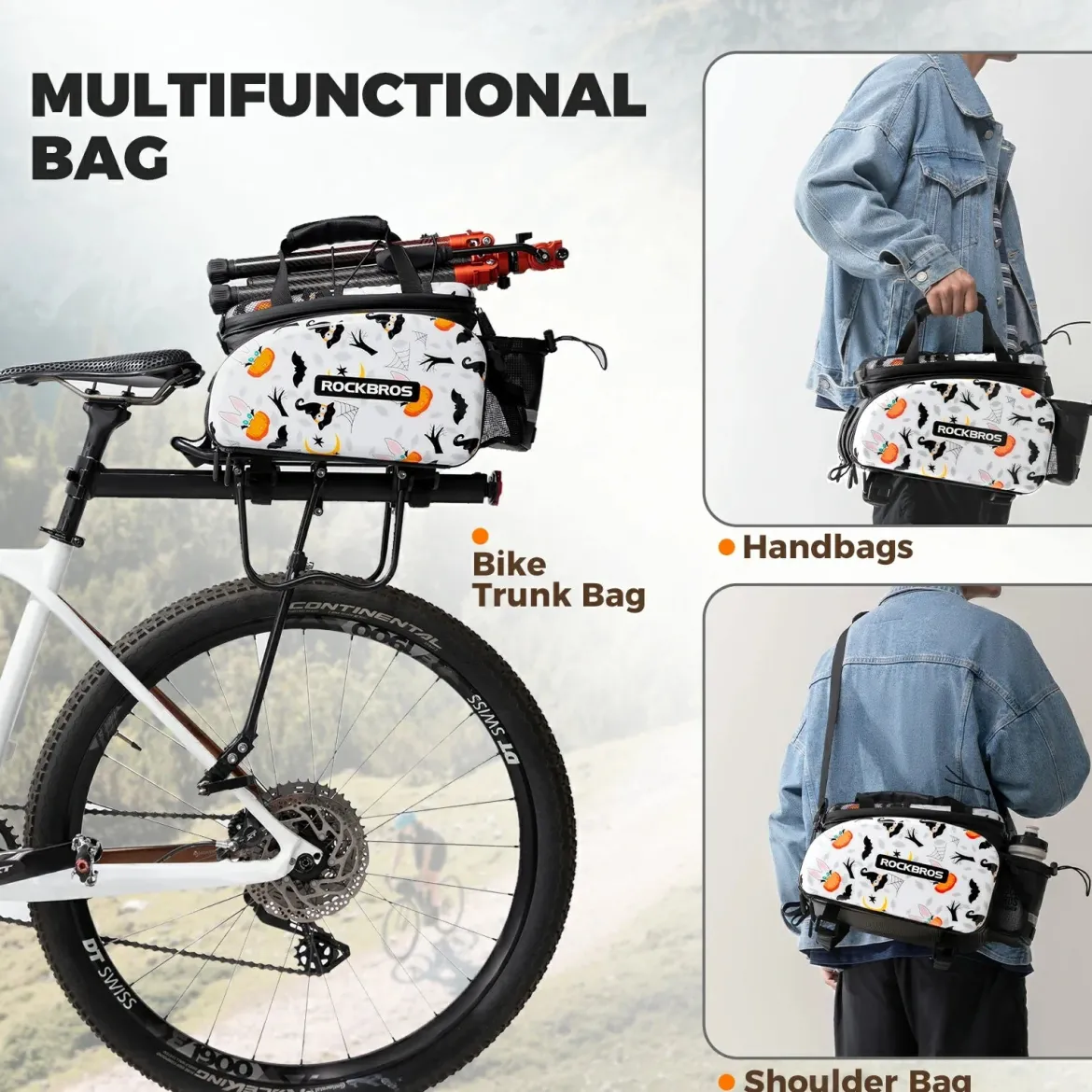 Bike Pannier Bag Double Side Storage with Rain Cover 17L-35L