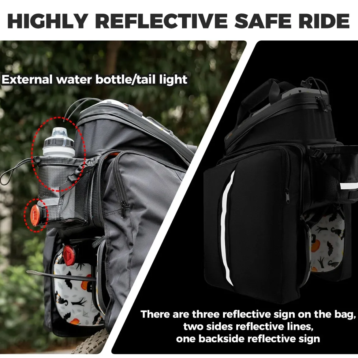 Bike Pannier Bag Double Side Storage with Rain Cover 17L-35L
