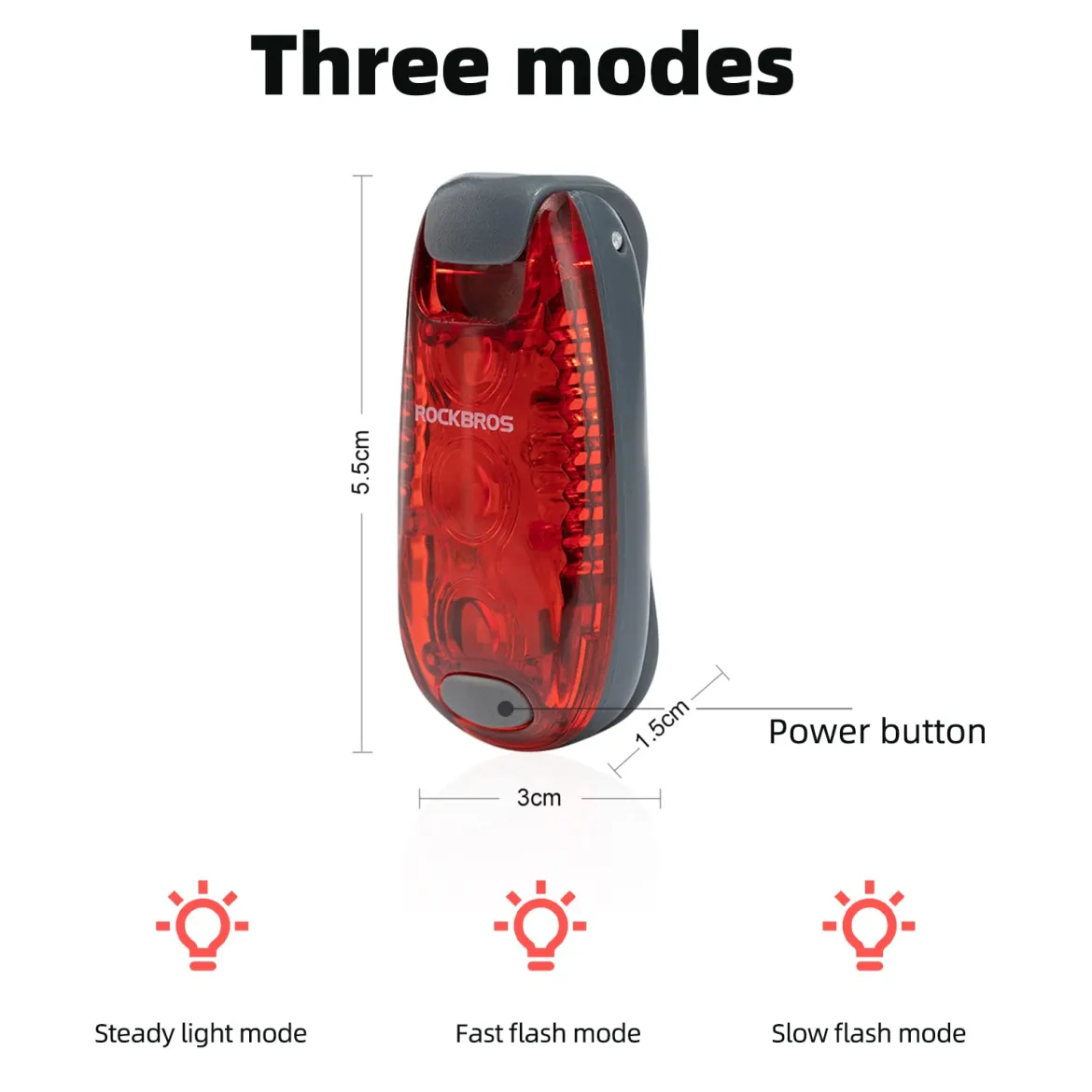 Clip-On Tail Light 3 Lighting Modes