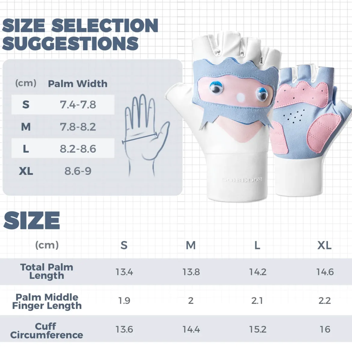 Cute Kids Half-Finger Cycling Gloves Non-Slip Padded Unisex