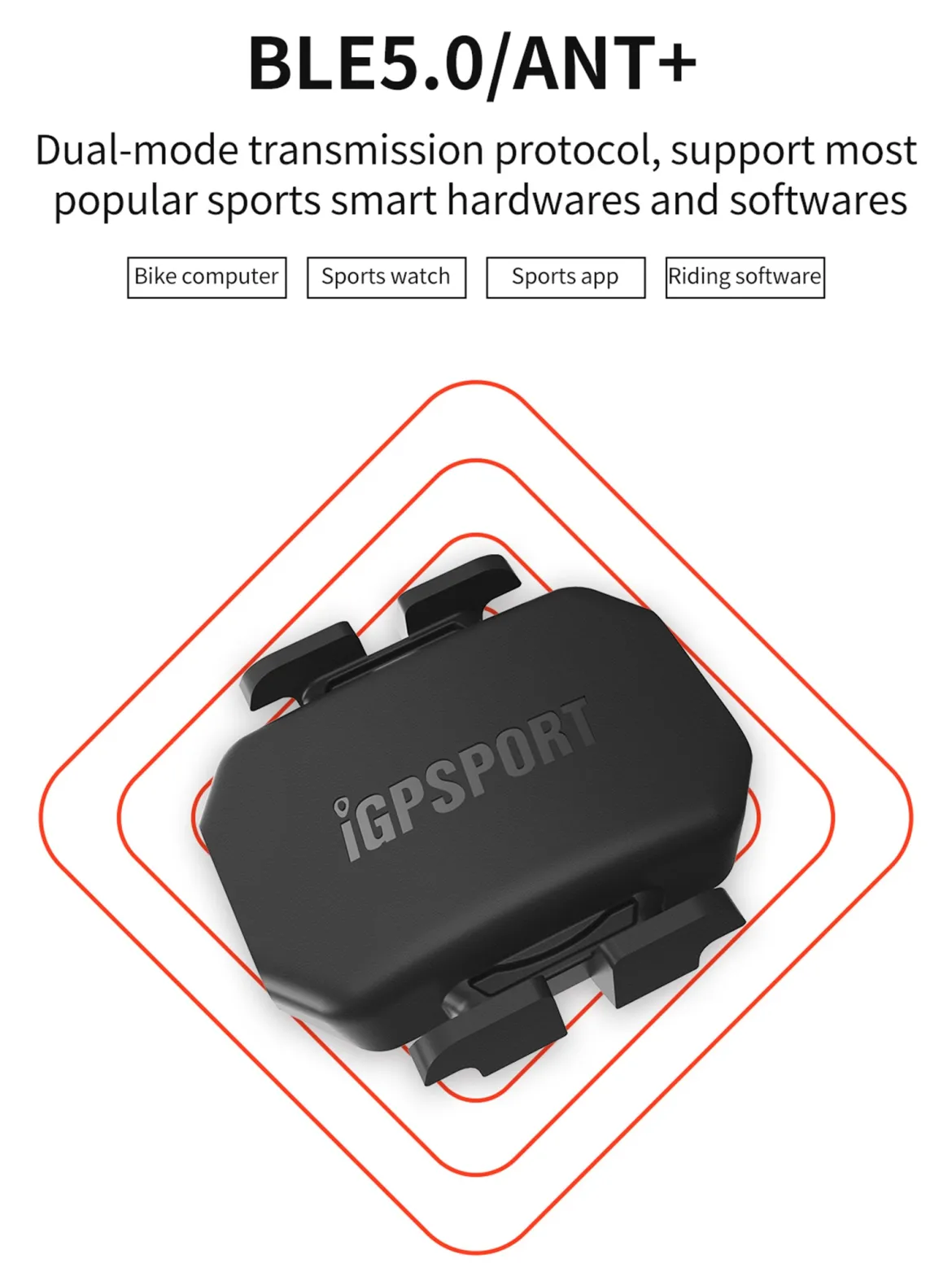 iGPSPORT Bike Speed & Cadence Sensor ANT+ Bluetooth 5.0 IPX7 Waterproof