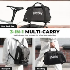 3-in-1 Bike Pannier Bag 10.5L Rear Rack Bag Backpack