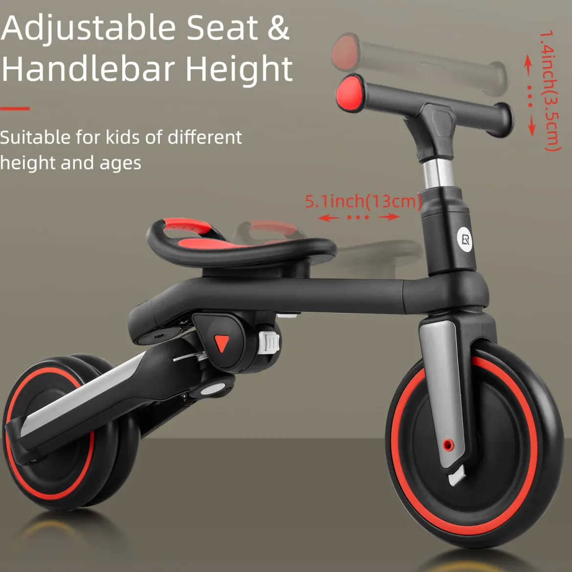 Kids 3 in 1 Tricycle Adjustable Seat Removable Pedals Toddler Ride On Bike