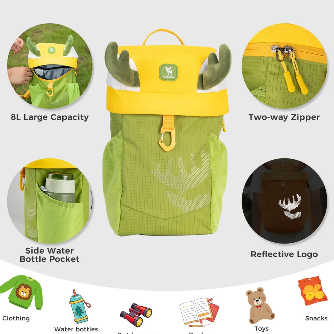 Kids Water-Repellent Hiking Backpack 8L
