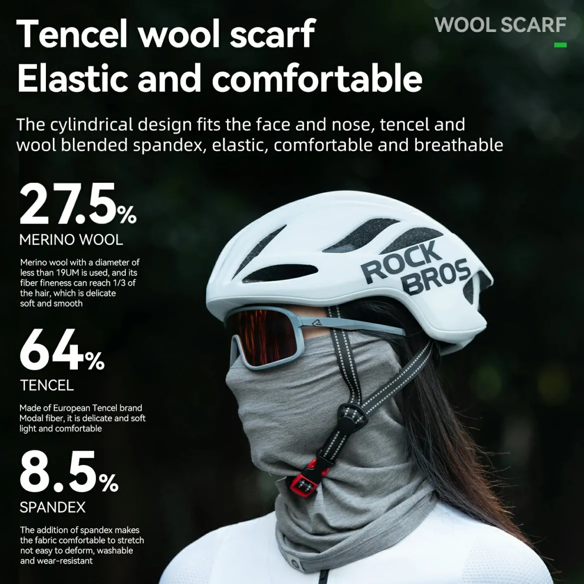 Merino Wool Thermal Neck Gaiter Face Mask for Men Women