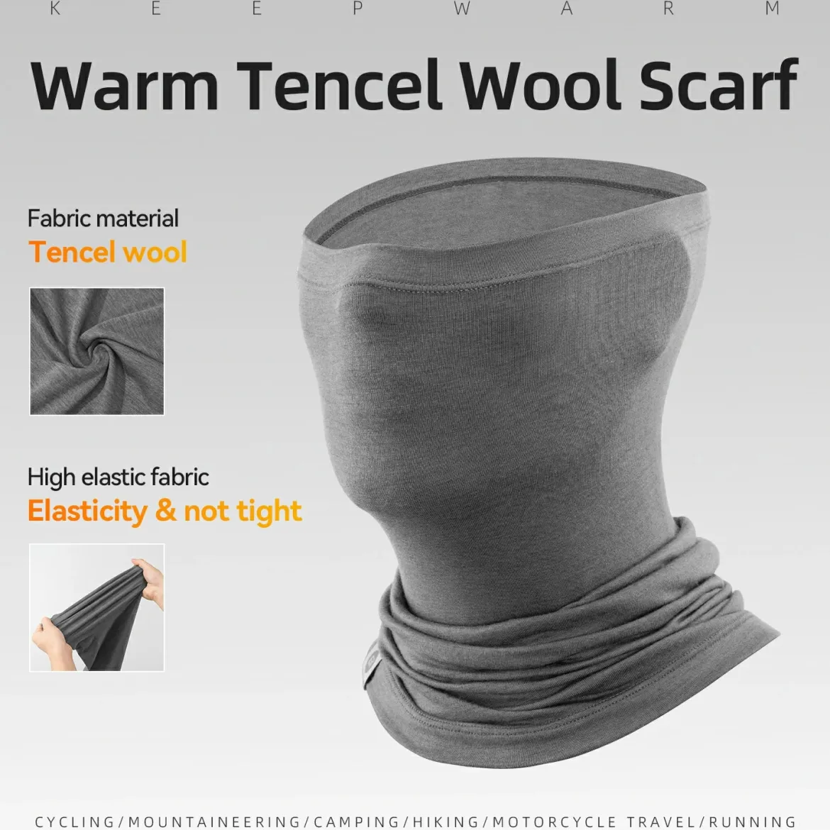 Merino Wool Thermal Neck Gaiter Face Mask for Men Women