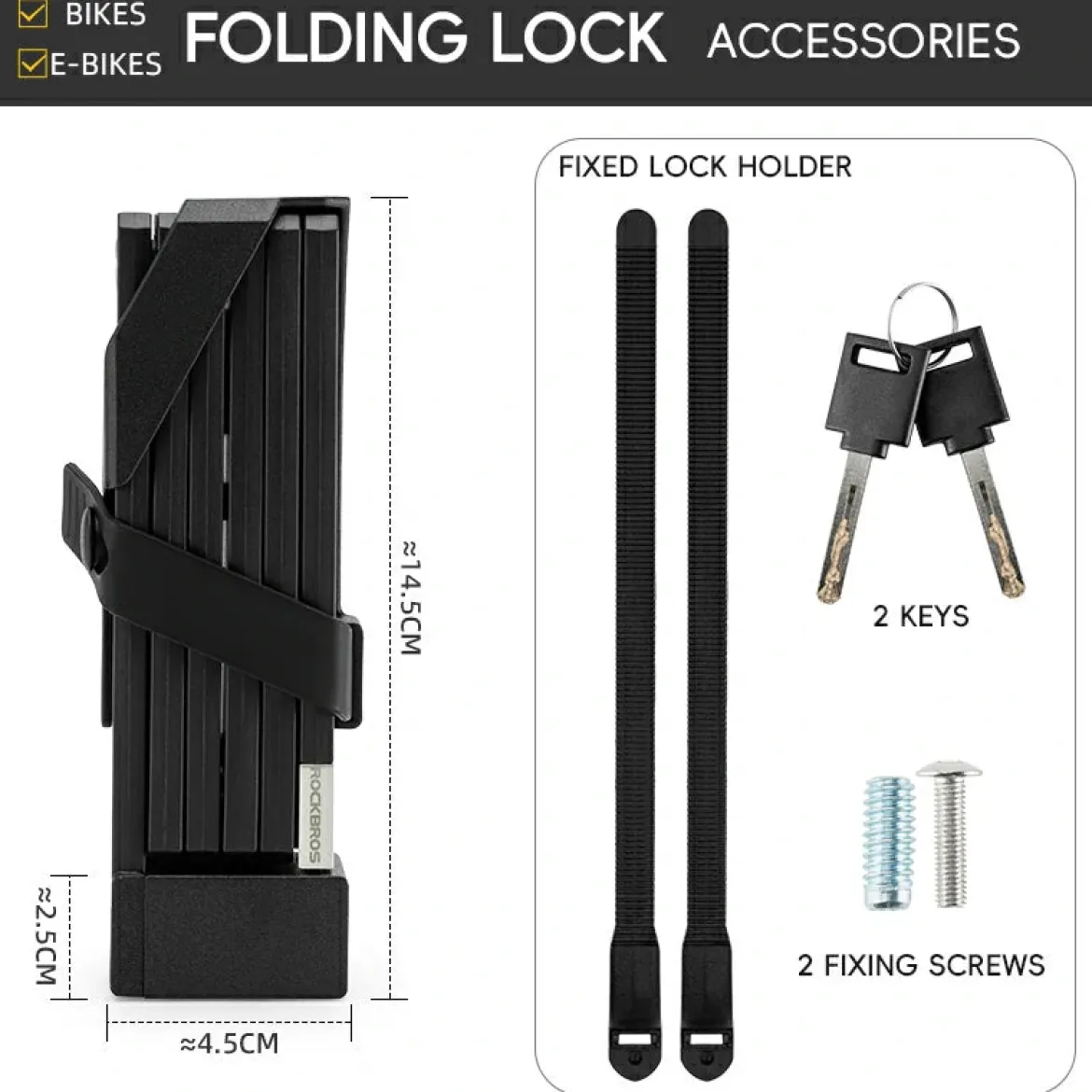 Mini Folding Bike Lock with Mount Bracket