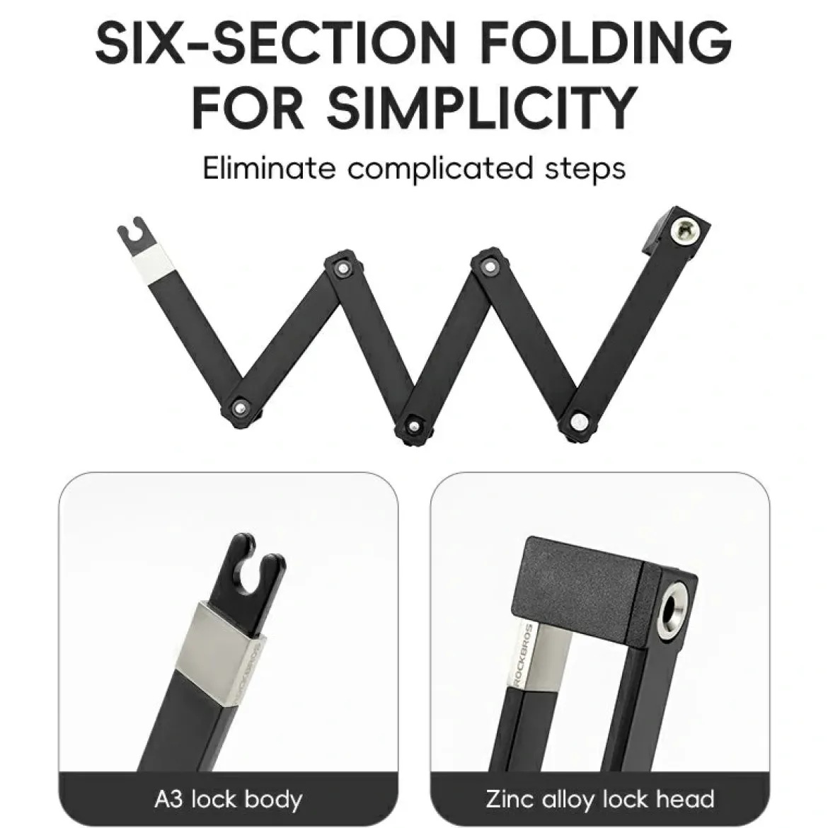 Mini Folding Bike Lock with Mount Bracket