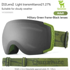 Qunature Anti-Fog Ski Goggles UV400 Protection Double-Layer Lenses for Clear View