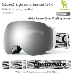 Qunature Anti-Fog Ski Goggles UV400 Protection Double-Layer Lenses for Clear View