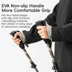 Qunature Foldable Lightweight Aluminum Trekking Pole with Adjustable Height and Grip