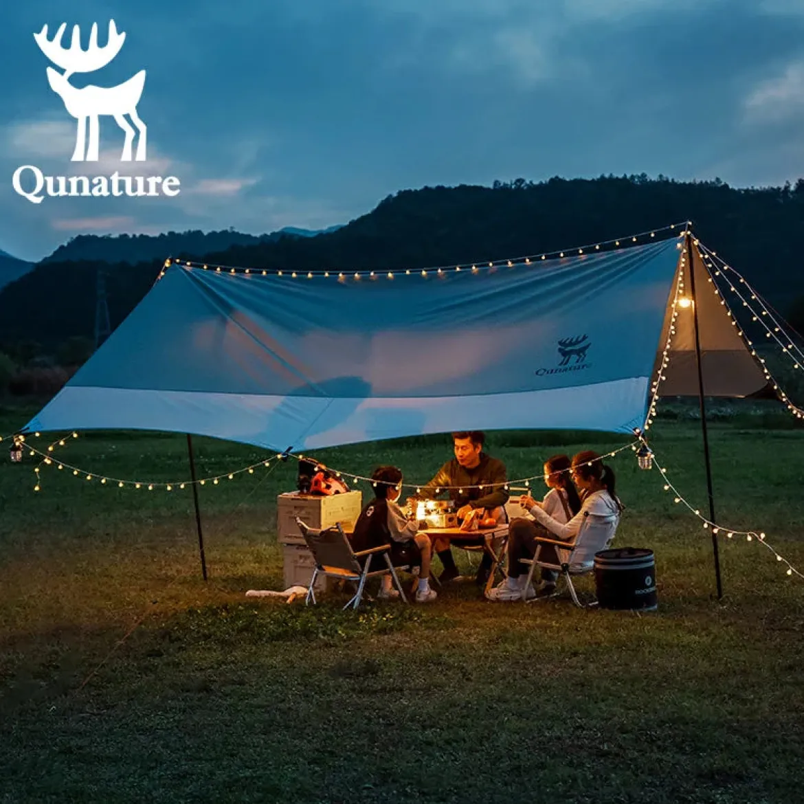 Qunature 3-in-1 Waterproof Canopy Floor Mat Raincoat UPF50+ for Camping