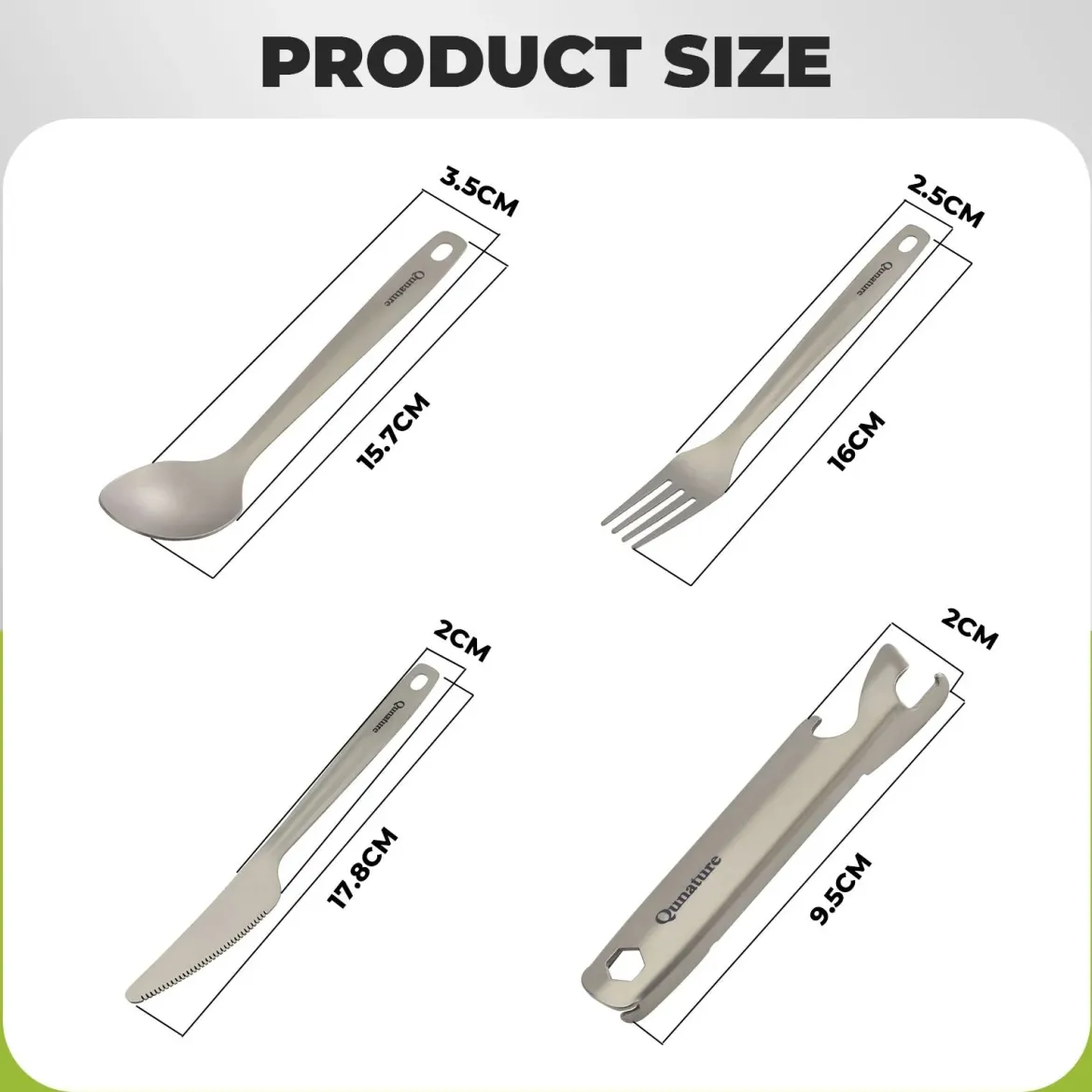 Qunature Lightweight Titanium 4-Piece Tableware Set