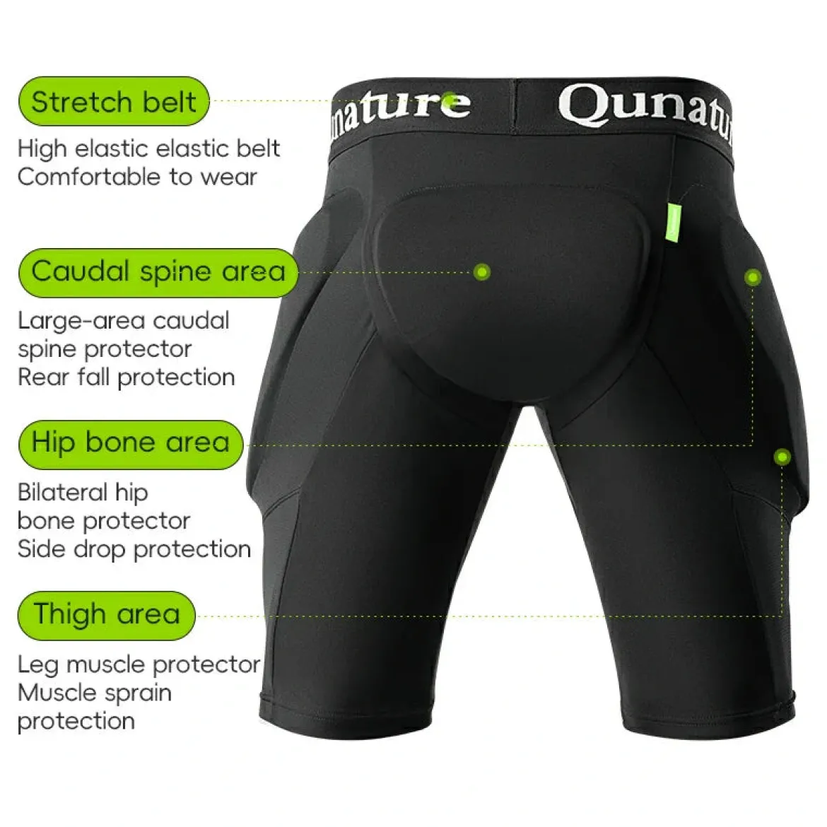 Qunature Ski Hip Protection Pants | EVA Cushioned for Maximum Safety