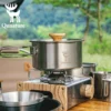 Qunature 304 Stainless Steel 5-Piece Camping Cookware Set with Teflon Coating
