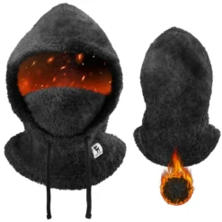 Qunature Thermal Fleece Helmet Liner – Windproof Balaclava Hood for Skiing and Winter Sports
