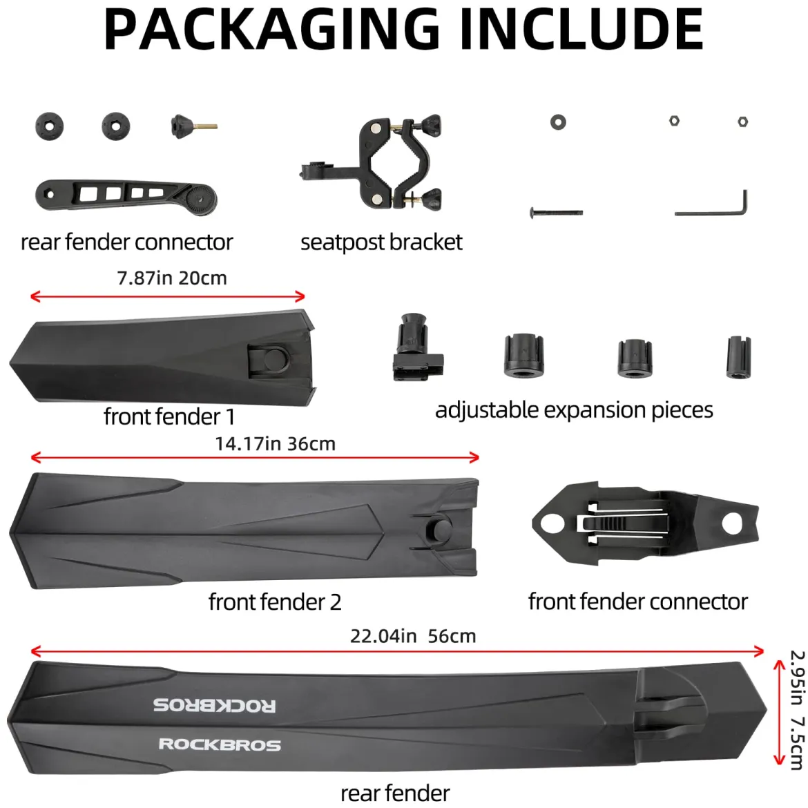 ROCKBROS Adjustable MTB Mud Guards Front & Rear Splash Guard