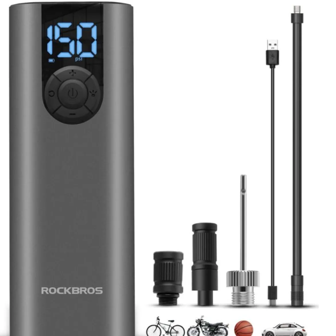 ROCKBROS A8 Mini Electric Air Bike Tire Pump 150PSl 2*2600mAh