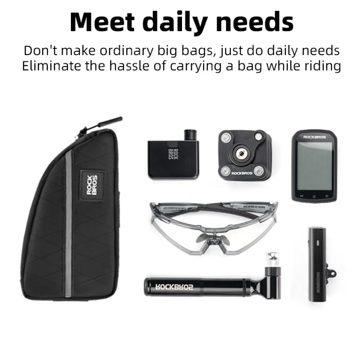 ROCKBROS Bicycle Top Tube Bag Bike Front Frame Bag Waterproof Nylon Pouch Pack 0.9L