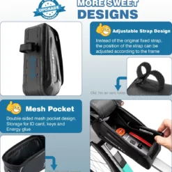 ROCKBROS Bike Bag Under 6.8” Bicycle Accessories Pouch, EVA Waterproof
