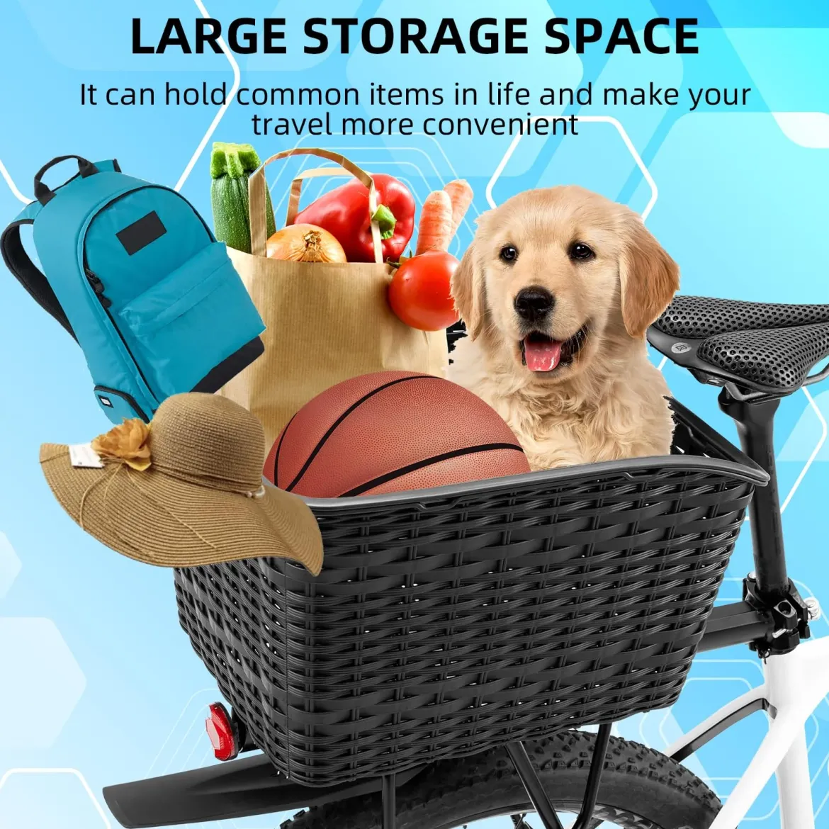 ROCKBROS Bike Basket Rear Durable 30L Lightweight Cargo Basket Easy to Install