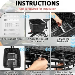 ROCKBROS Bike Basket Rear Durable 30L Lightweight Cargo Basket Easy to Install