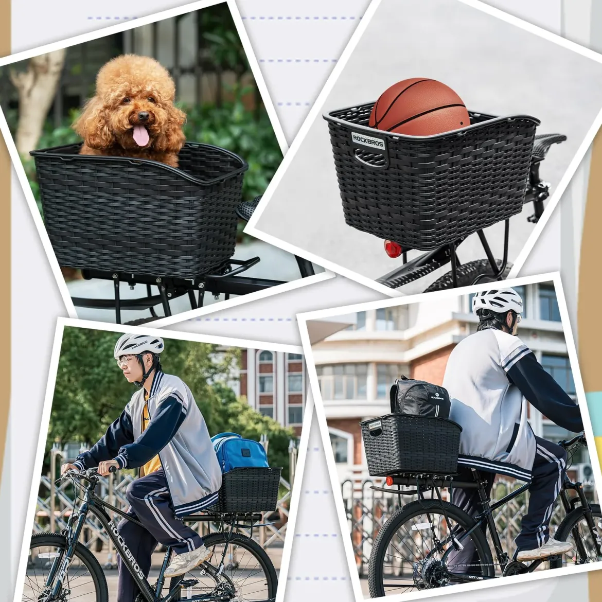 ROCKBROS Bike Basket Rear Durable 30L Lightweight Cargo Basket Easy to Install