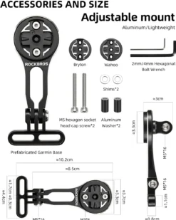 ROCKBROS Bike Computer Mount Out-Front Aluminum Integrated Bicycle Cycling Computer Mount
