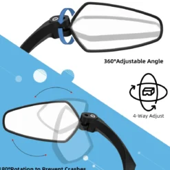 ROCKBROS Bike Handlebar Rear View Mirror with HD Anti-Glare Glass