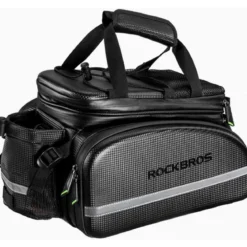 ROCKBROS Bike Rack Bag Waterproof Carbon Leather Rear Seat Cargo Pack 34L