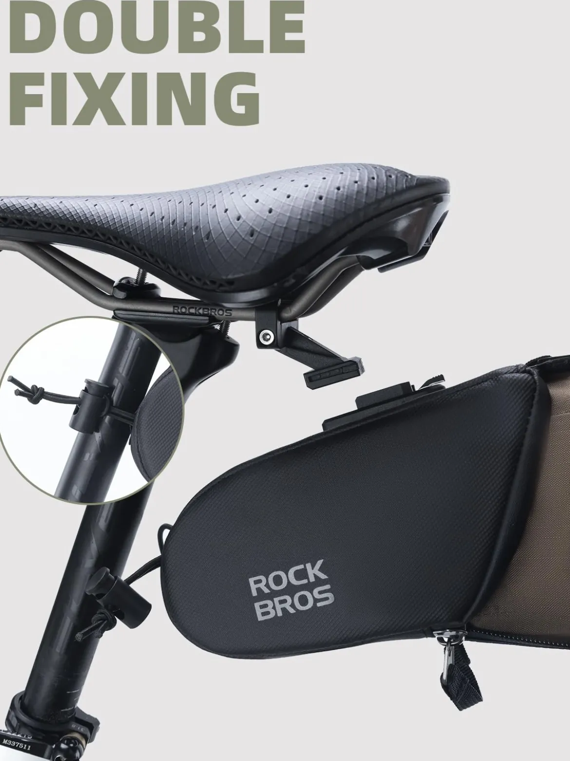 ROCKBROS Bike Saddle Bag, Bike Seat Bag With Bucket Quick Release 0.8-1.3L