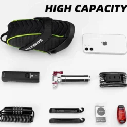 ROCKBROS Bike Seat Bag with LED Light, Waterproof, 3D Shell, and Rain Cover