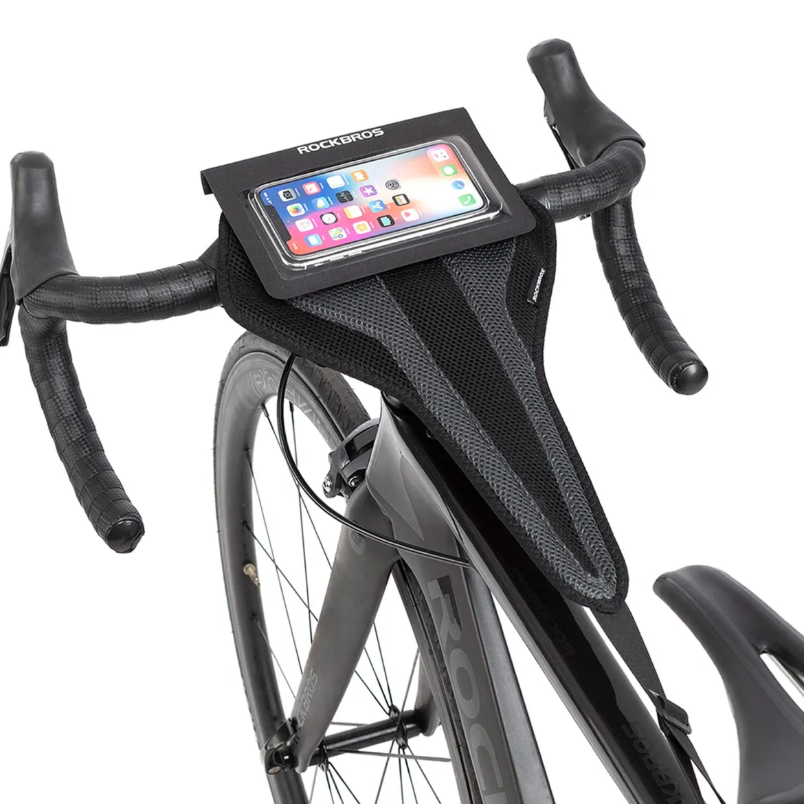 ROCKBROS Bike Sweat Guard Bicycle Trainer Sweat Net with Phone Pouch below 6.2’’