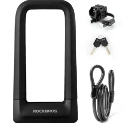 ROCKBROS Bike U Lock, Heavy Duty Anti Theft Bike U Lock with Cable Silicone Cover
