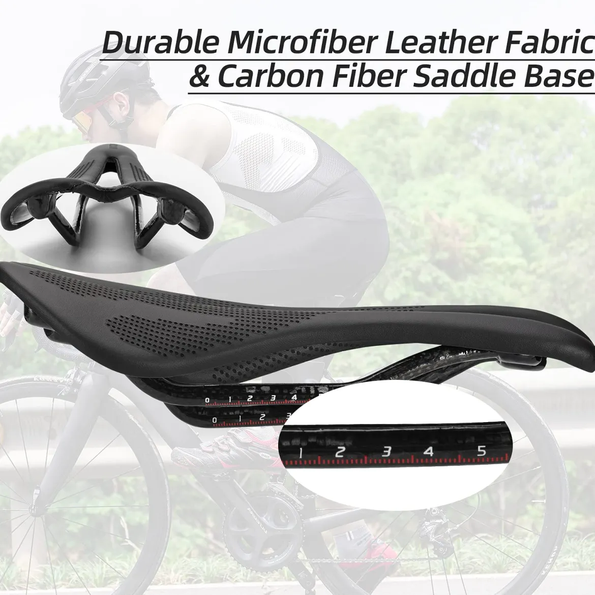 ROCKBROS Carbon Fiber Bike Saddle Lightweight Shock-Absorbing Comfort for Men Women"