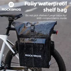 ROCKBROS Convertible Waterproof Bike Rack Bag 18L Adjustable Capacity Backpack Straps