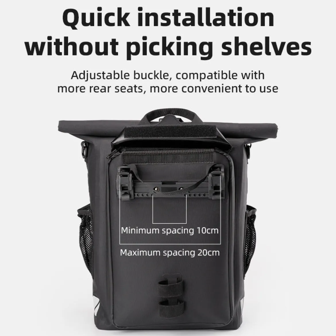 ROCKBROS Convertible Waterproof Bike Rack Bag 18L Adjustable Capacity Backpack Straps