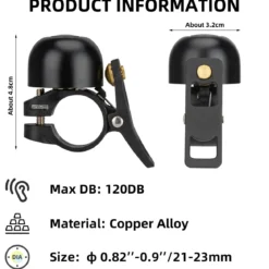 ROCKBROS Copper Alloy Bike Bell, Loud Classic Ring, Fits 21-23mm Handlebars for Adults