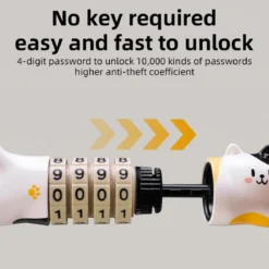 ROCKBROS Cute Cat Password Bike Lock 51.2in