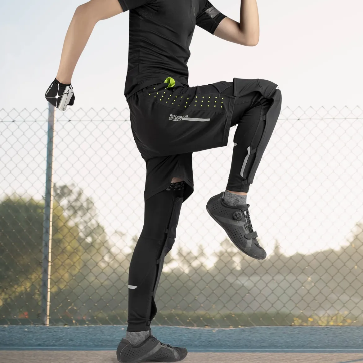 ROCKBROS Cycling Leg Warmers Thermal Fleece Windproof Compression Knee Sleeves for Men Women
