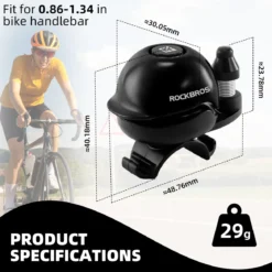 ROCKBROS 80DB Bike Bell Aluminum Alloy Helmet-Shaped Fits 22-34mm Handlebars