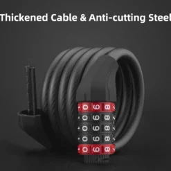 ROCKBROS 5-Digit Bike Lock Cable 70 Inch Combination Lock (5.9ft)