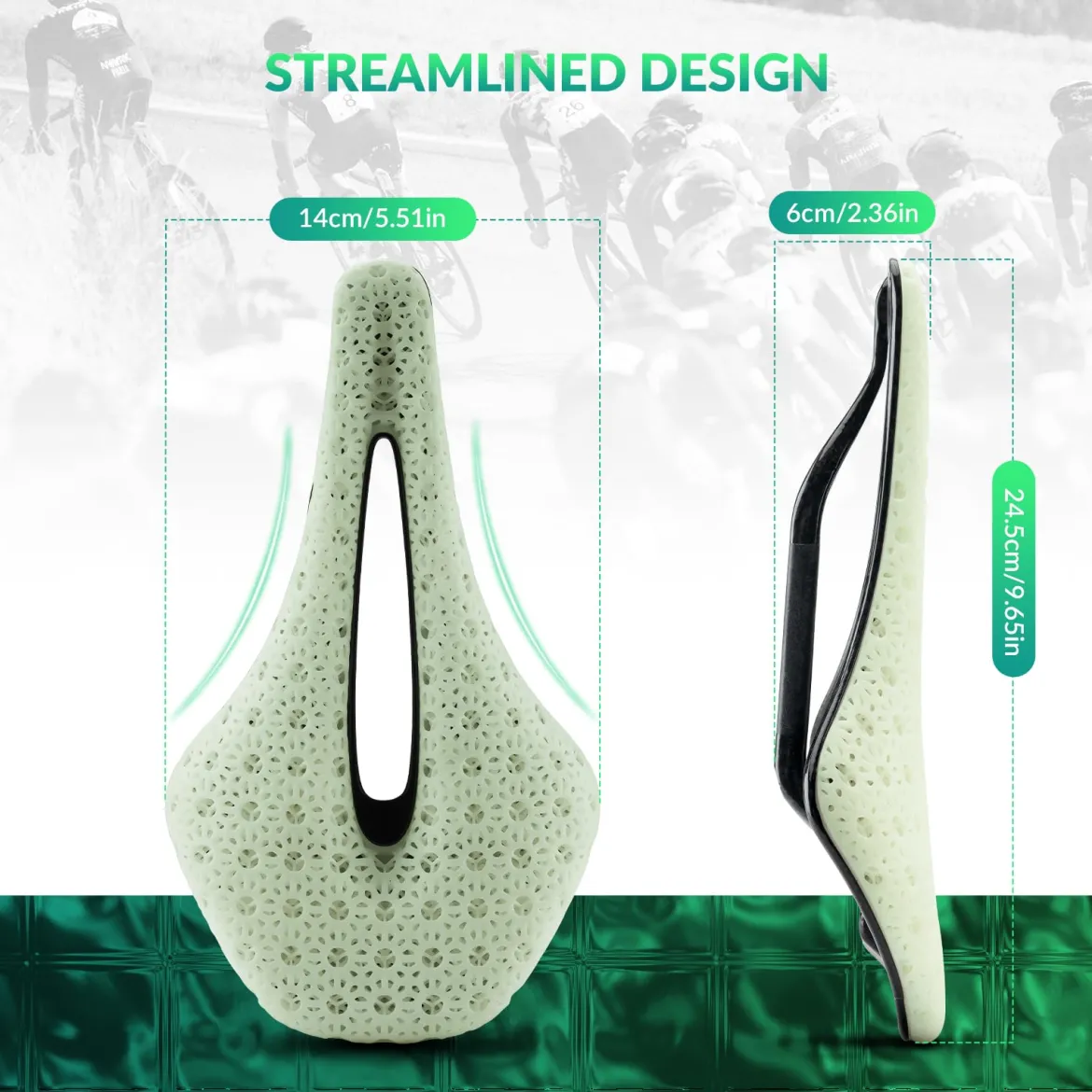 ROCKBROS 3D Printed Carbon Bike Saddle Ergonomic Ultralight Seat