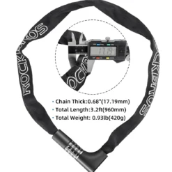 ROCKBROS 3.2FT Heavy Duty Bike Chain Lock Anti-Theft Security Lock Resettable Combination 2 Keys