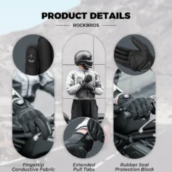 ROCKBROS Full Finger Cycling Gloves Touchscreen Breathable Flexible Padded