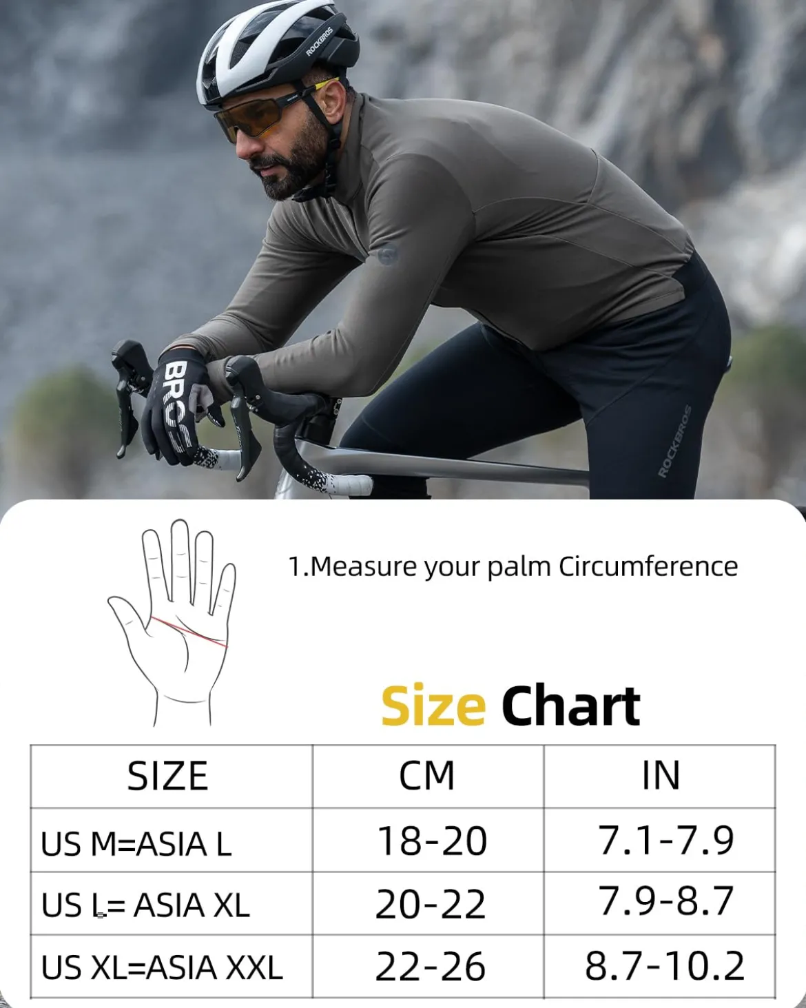 ROCKBROS Full Finger Cycling Gloves, Motorcycle Mountain Bike Gloves for Men