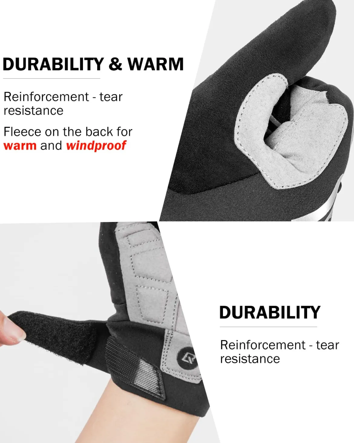 ROCKBROS Full Finger Cycling Gloves, Motorcycle Mountain Bike Gloves for Men
