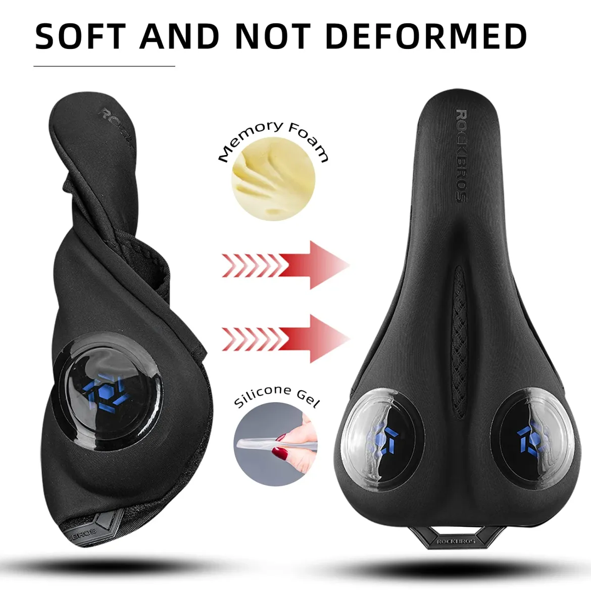 ROCKBROS Gel Bike Seat Cushion Padded Narrow Cover for Peloton Spin Bikes