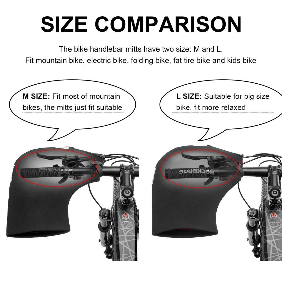 ROCKBROS Handlebar Mittens - Cold Weather Windproof MTB Bar Covers