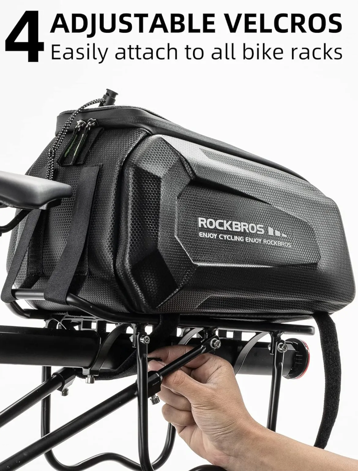 ROCKBROS Hard Shell Bike Rack Bag Waterproof 9L Capacity with Shoulder Strap